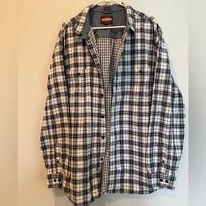 Alisbury Men's Blue and White Plaid Casual Shirt